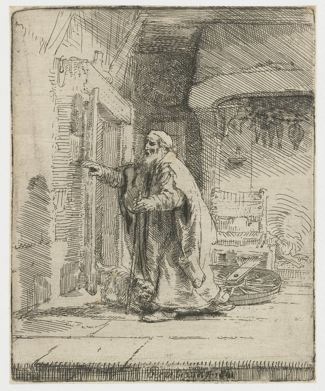 Blindheten til Tobit: den større platen av Rembrandt van Rijn