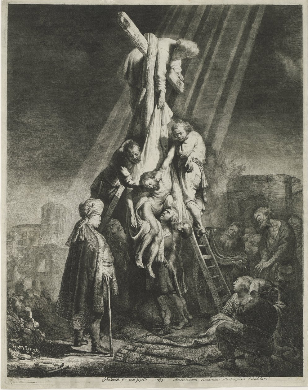 Nedstigningen fra korset: andre plate av Rembrandt van Rijn