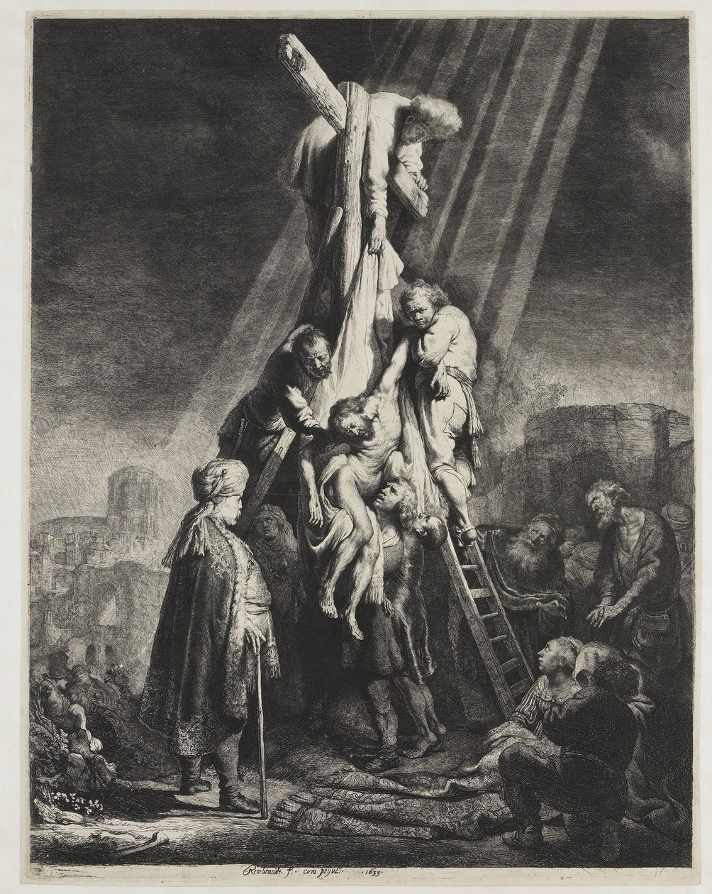 Nedstigningen fra korset: andre plate av Rembrandt van Rijn