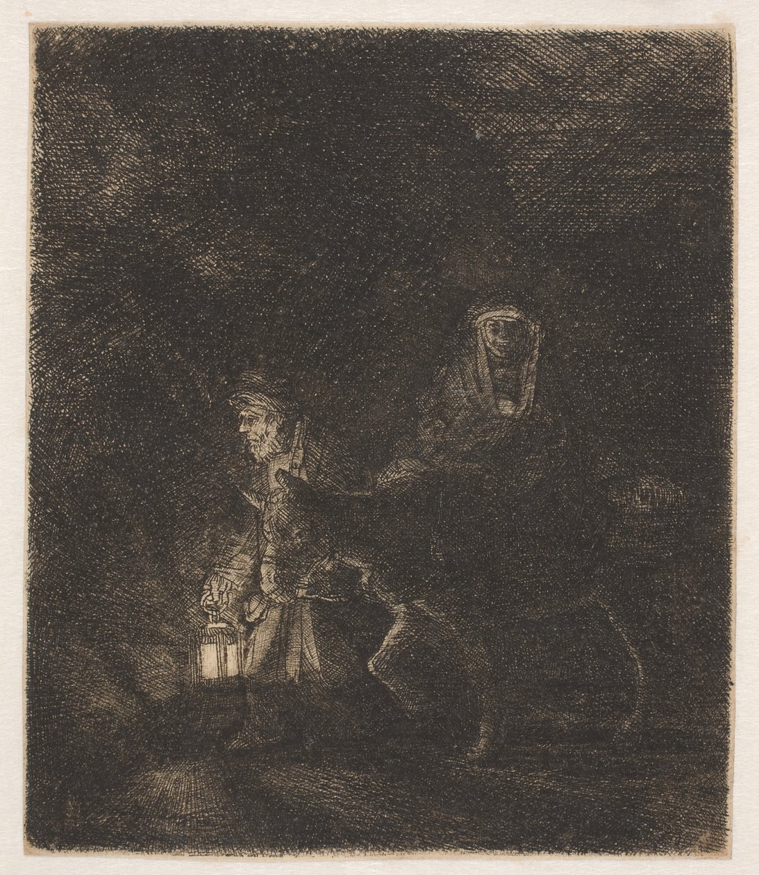 Flukten til Egypt: et nattstykke av Rembrandt van Rijn