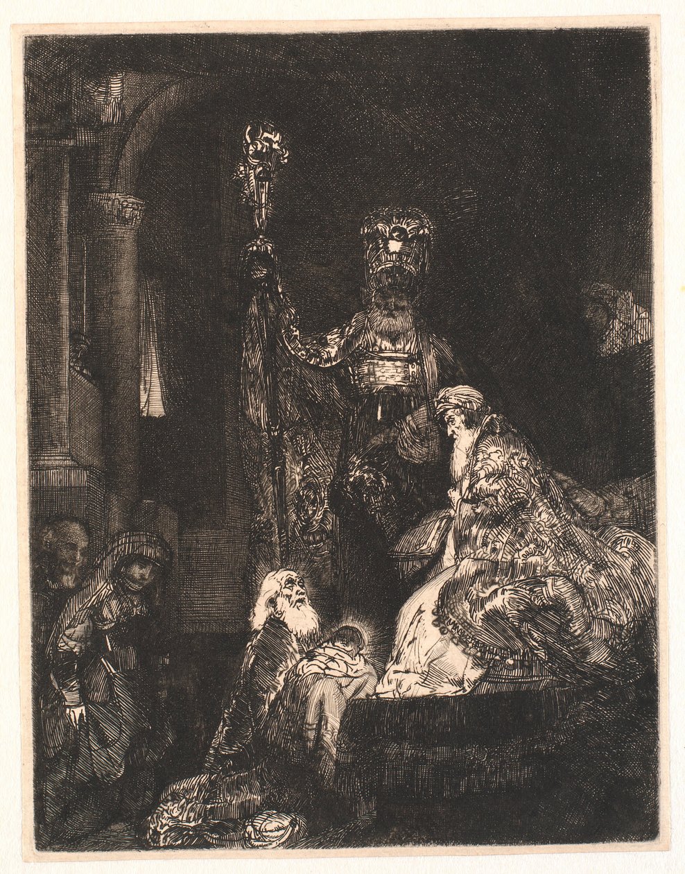 Presentasjonen i templet: på den mørke måten av Rembrandt van Rijn