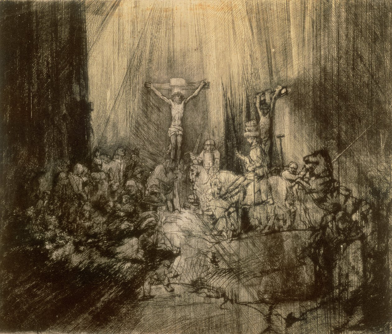 Tre krusifikser, 1653 av Rembrandt van Rijn