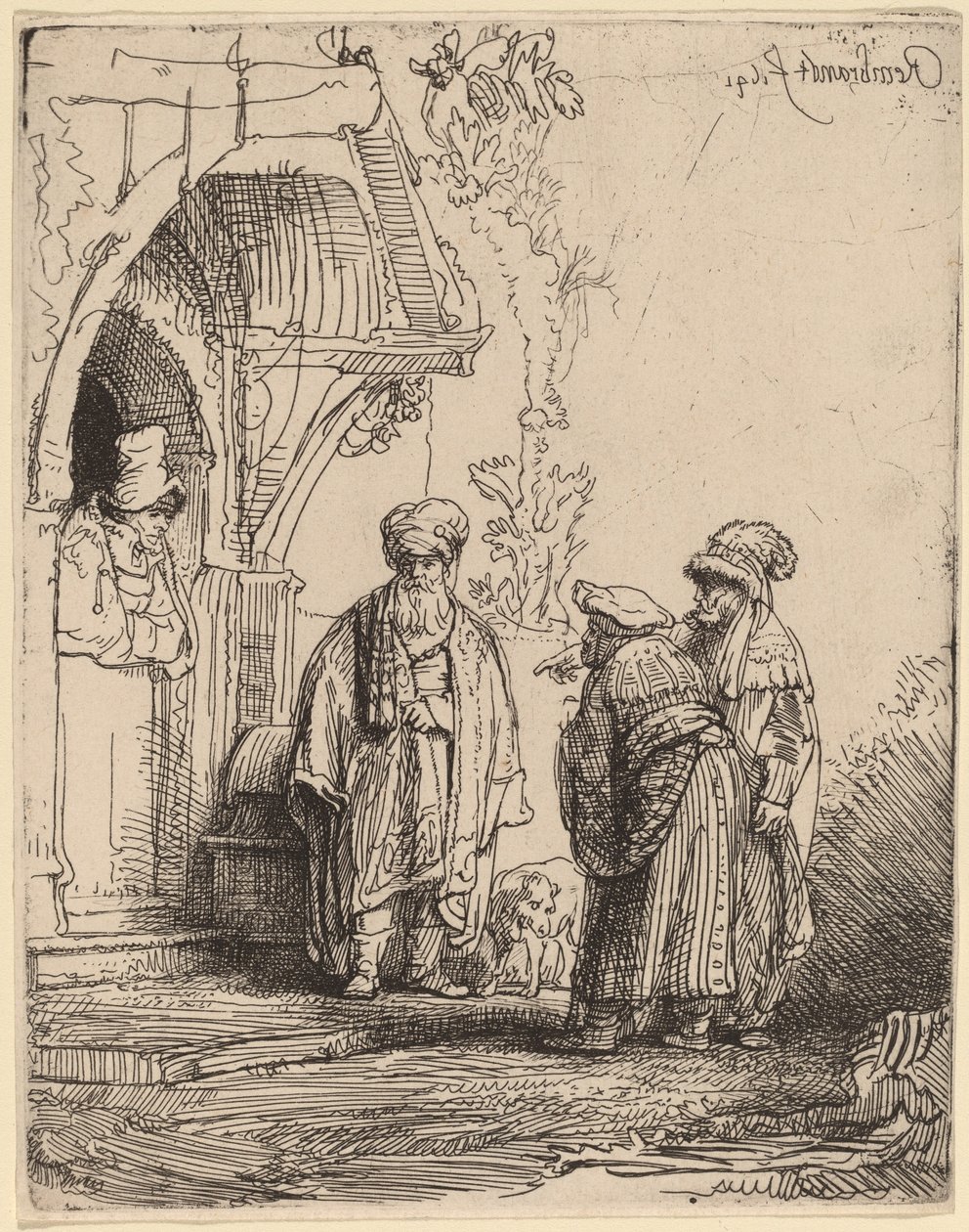Tre orientalske skikkelser (Jacob og Laban?) av Rembrandt van Rijn