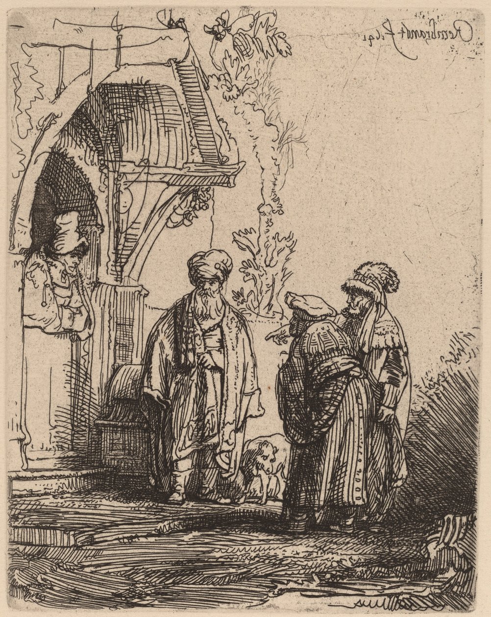 Tre orientalske skikkelser (Jacob og Laban?) av Rembrandt van Rijn