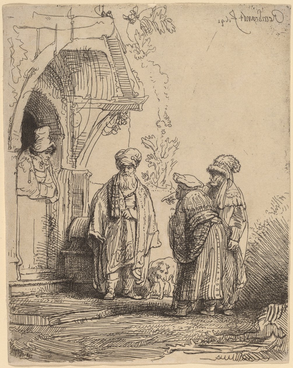Tre orientalske skikkelser (Jacob og Laban?) av Rembrandt van Rijn