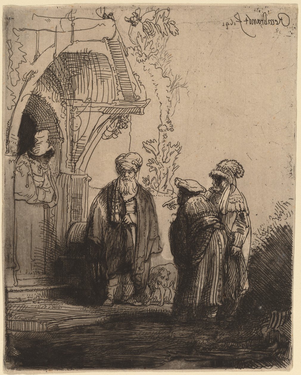 Tre orientalske skikkelser (Jacob og Laban?) av Rembrandt van Rijn