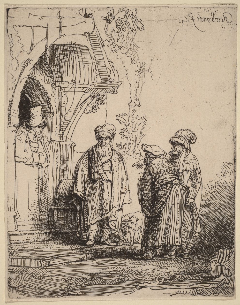 Tre orientalske figurer (Jakob og Laban) av Rembrandt van Rijn