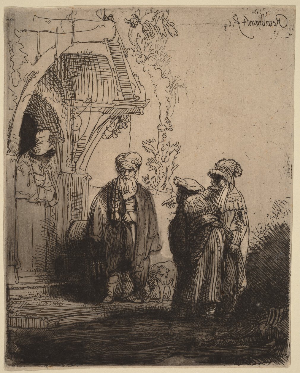 Tre orientalske figurer (Jakob og Laban) av Rembrandt van Rijn