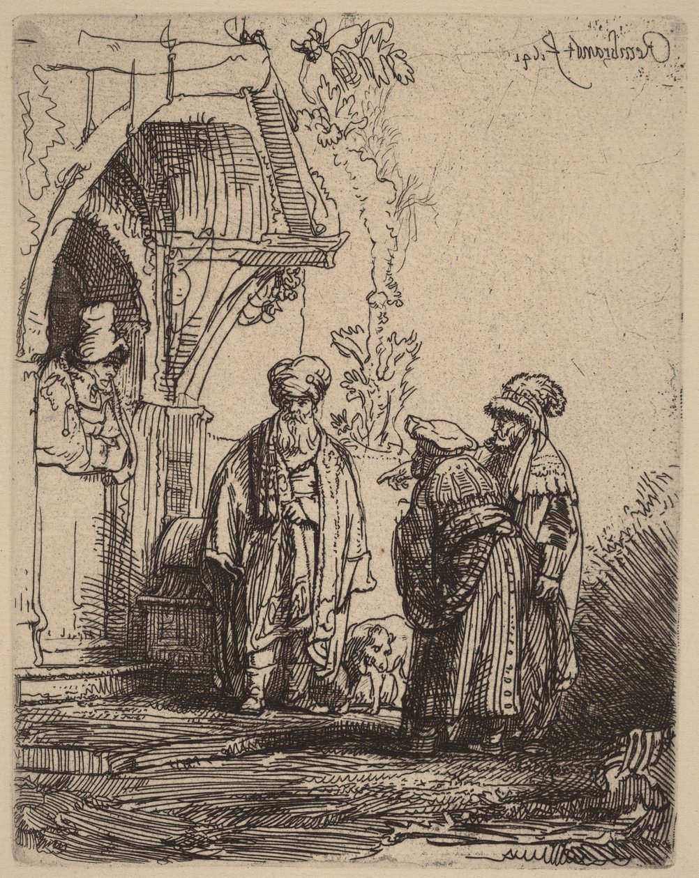 Tre orientalske figurer (Jakob og Laban) av Rembrandt van Rijn