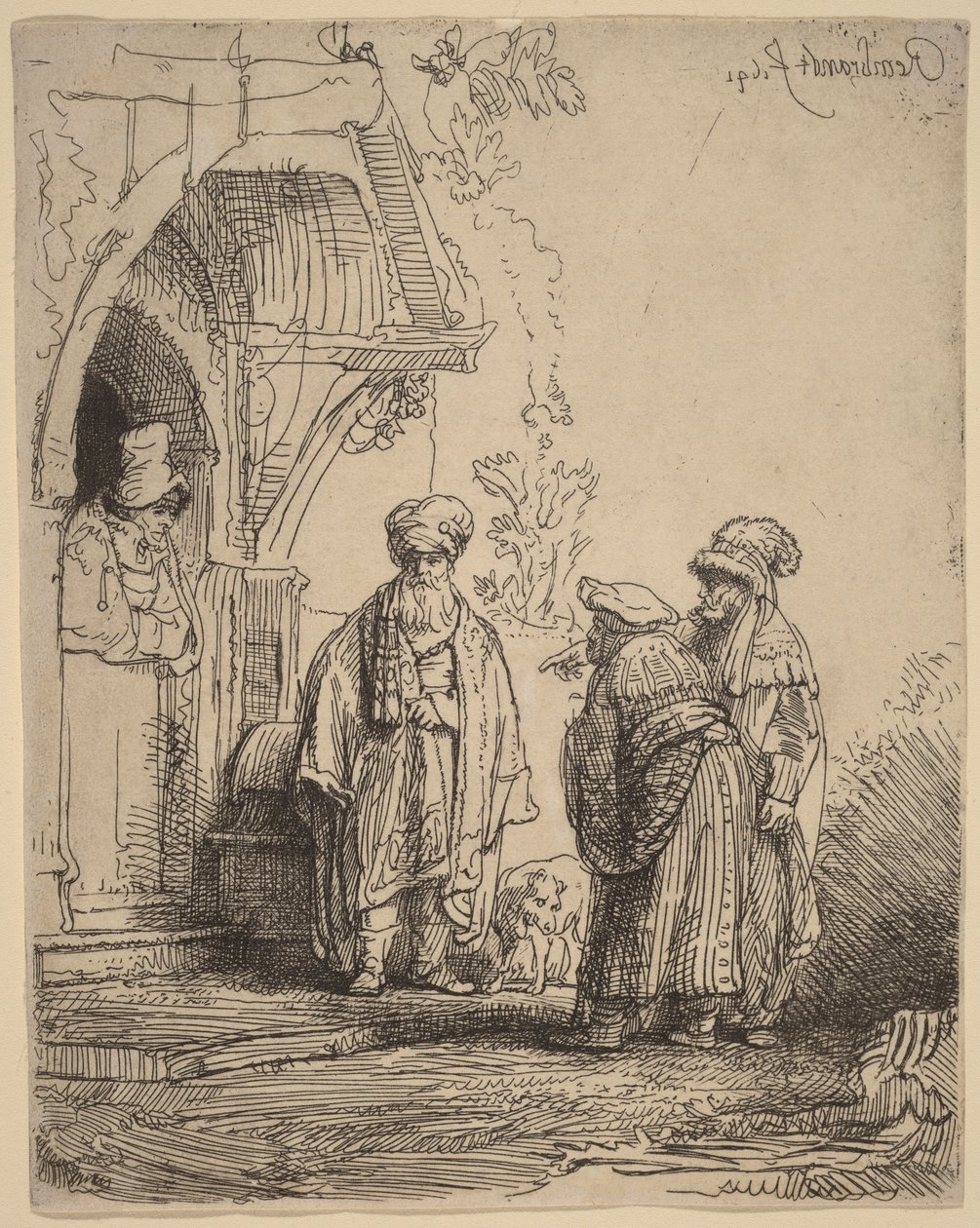Tre orientalske figurer (Jakob og Laban) av Rembrandt van Rijn