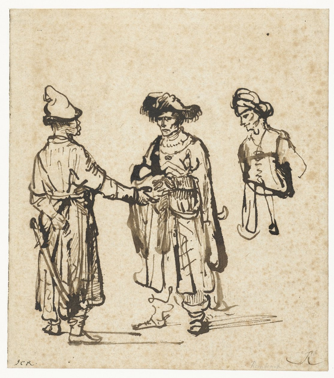 Tre asiater i samtale av Rembrandt van Rijn