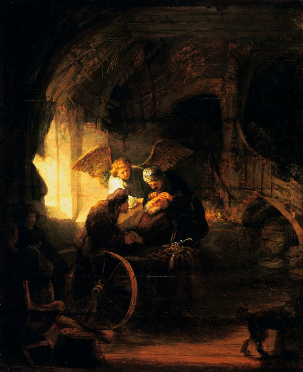 Tobias returnerer synet til sin far, 1636 av Rembrandt van Rijn