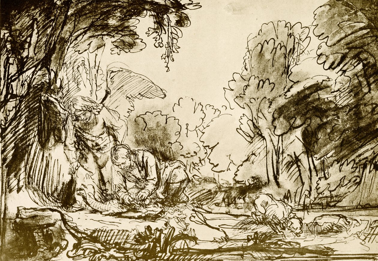 Tobias sløyde fisken av Rembrandt van Rijn