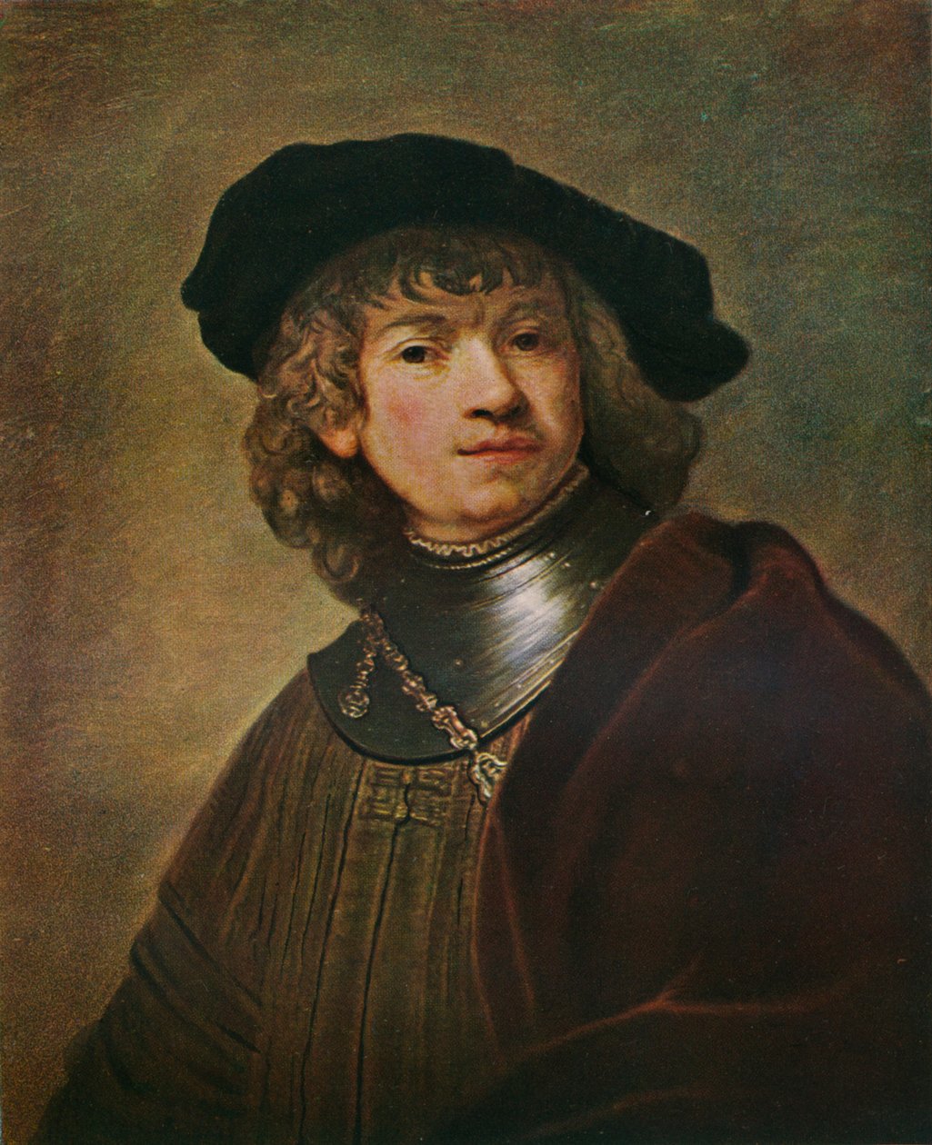 Tronie of a Young Man in a Gorget and Cap, c1639 av Rembrandt van Rijn
