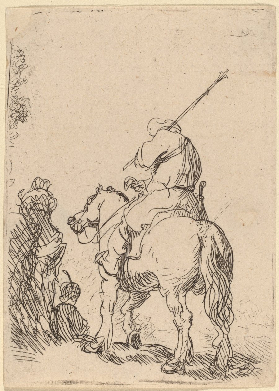 Turbansoldat til hest av Rembrandt van Rijn