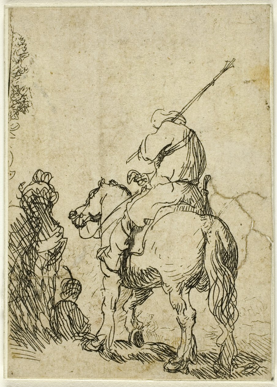 Turbansoldat til hest av Rembrandt van Rijn