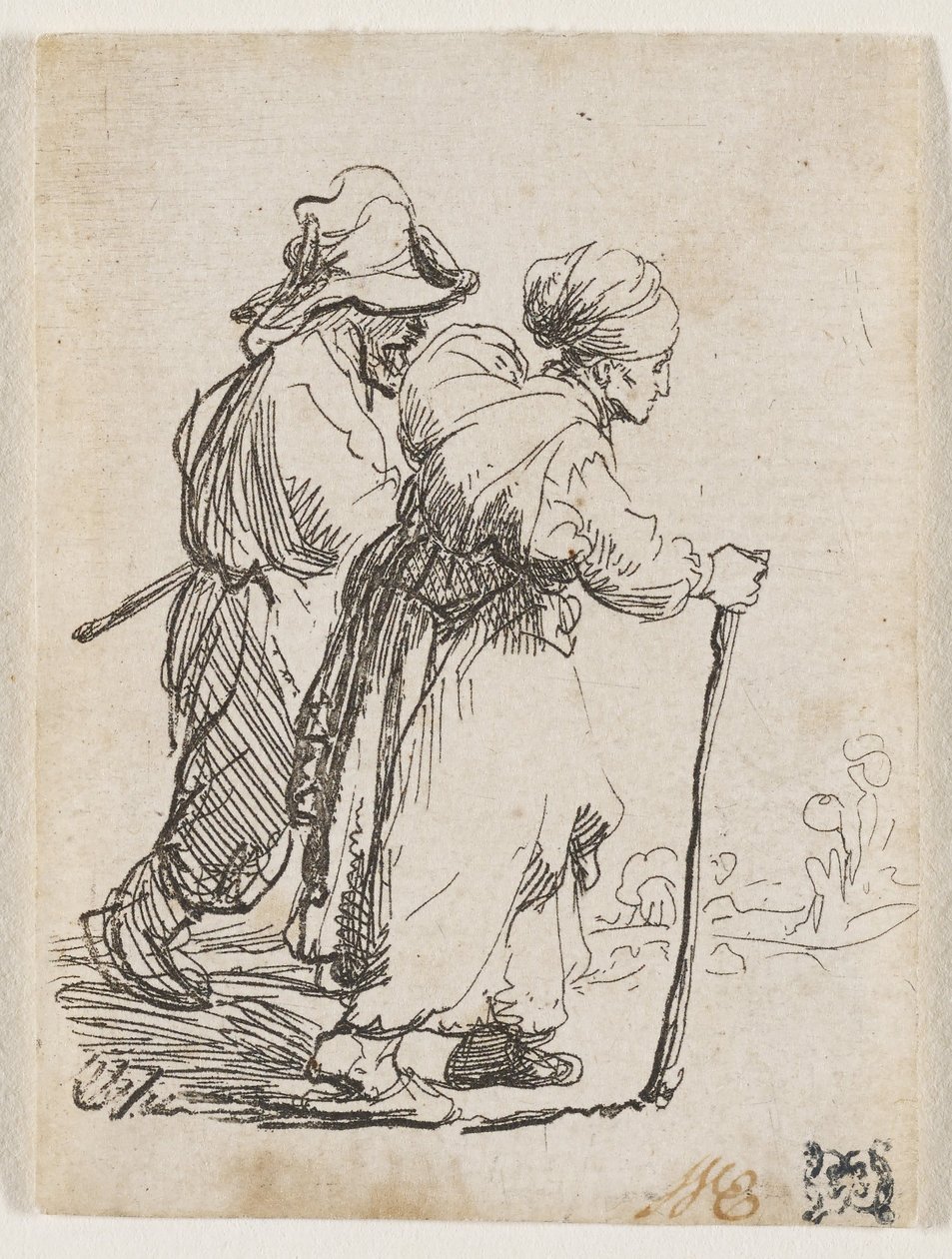 To landstrykere, en mann og en kvinne av Rembrandt van Rijn