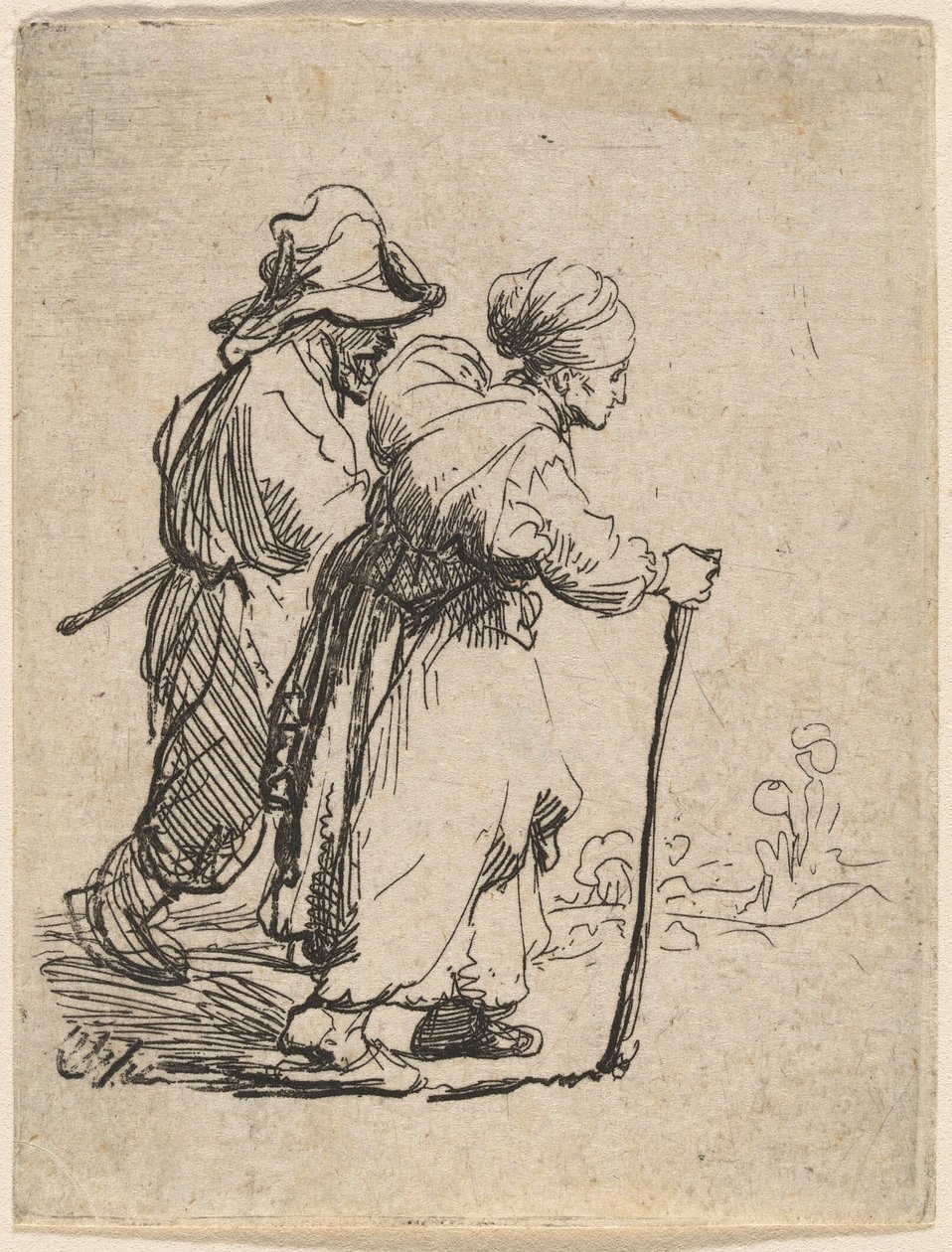 To landstrykere, en mann og en kvinne av Rembrandt van Rijn