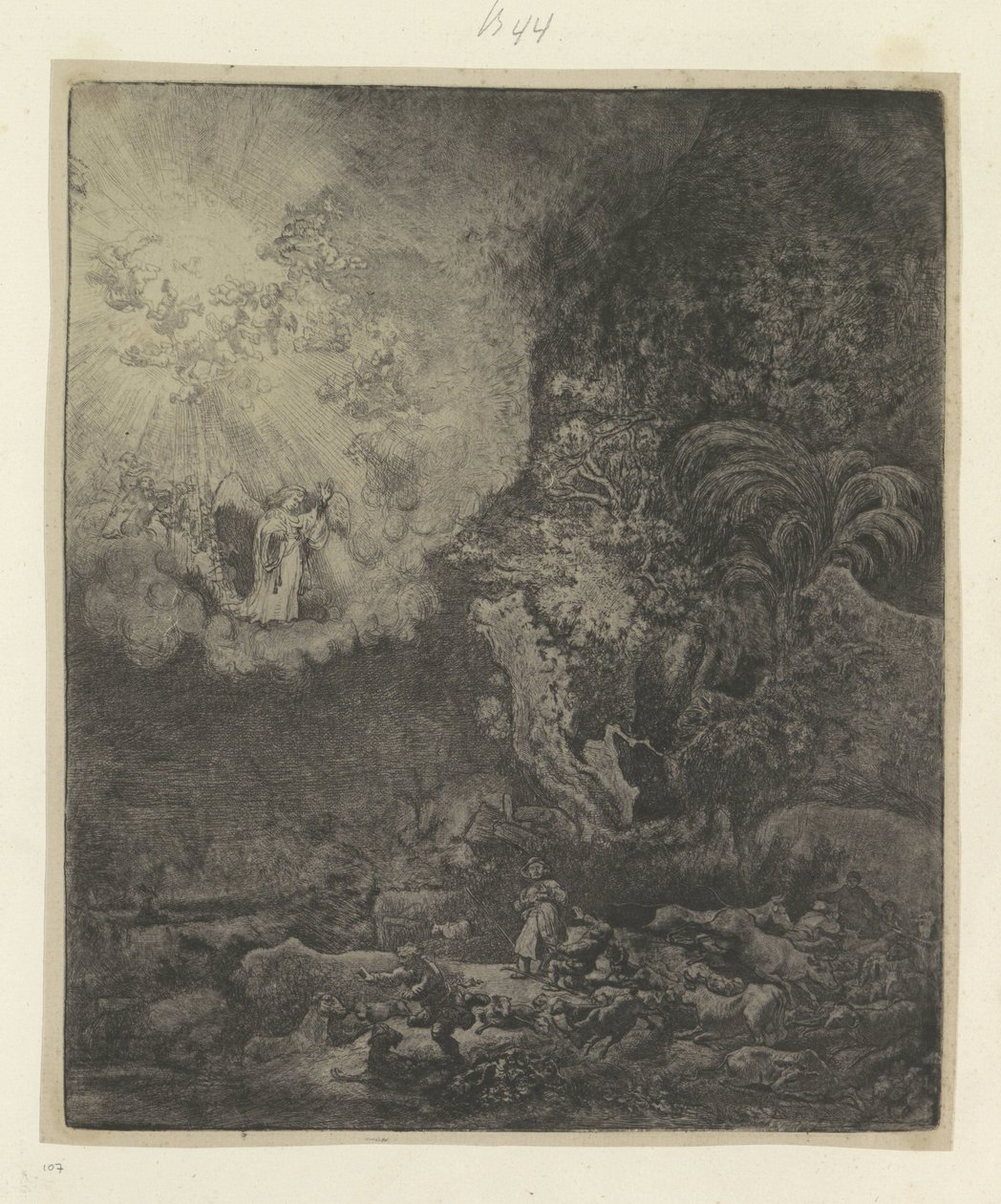 Verkondiging aan de herders Samling av åttifem originaltrykk (serietittel) av Rembrandt van Rijn