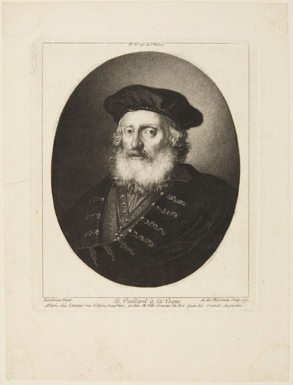 Gammel mann med beret av Rembrandt van Rijn