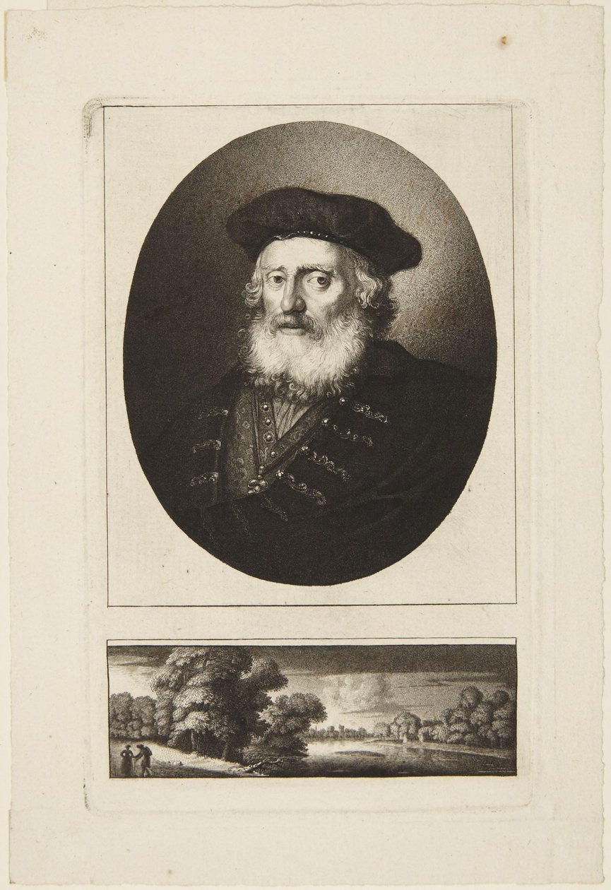 Gammel mann med toque av Rembrandt van Rijn