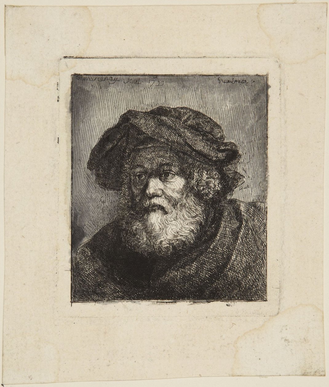 Gammel mann med lue av Rembrandt van Rijn