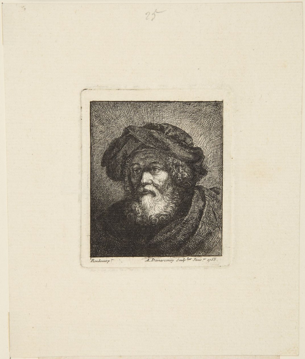 Gammel mann med lue av Rembrandt van Rijn
