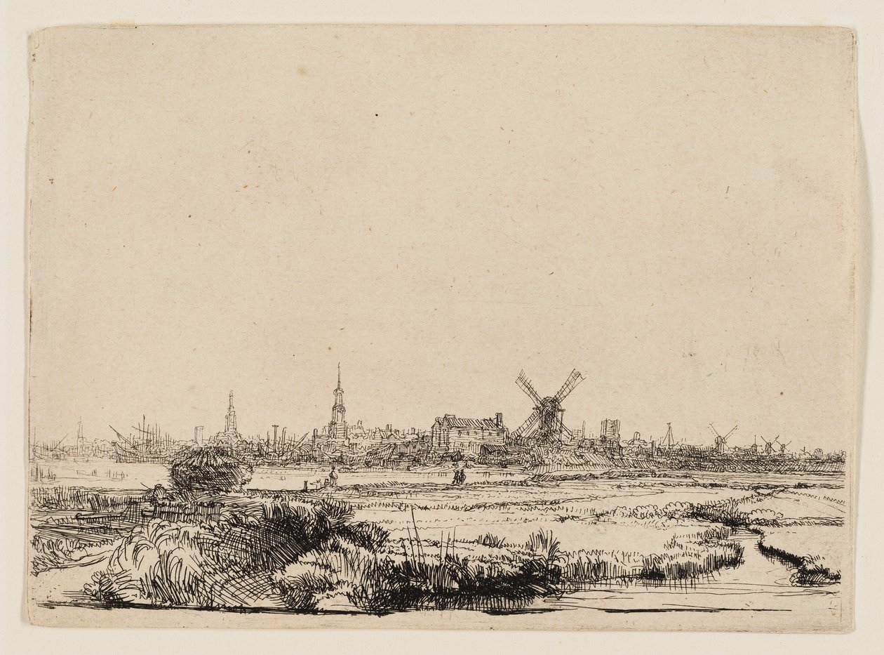 Utsikt over Amsterdam fra Kadijk av Rembrandt van Rijn