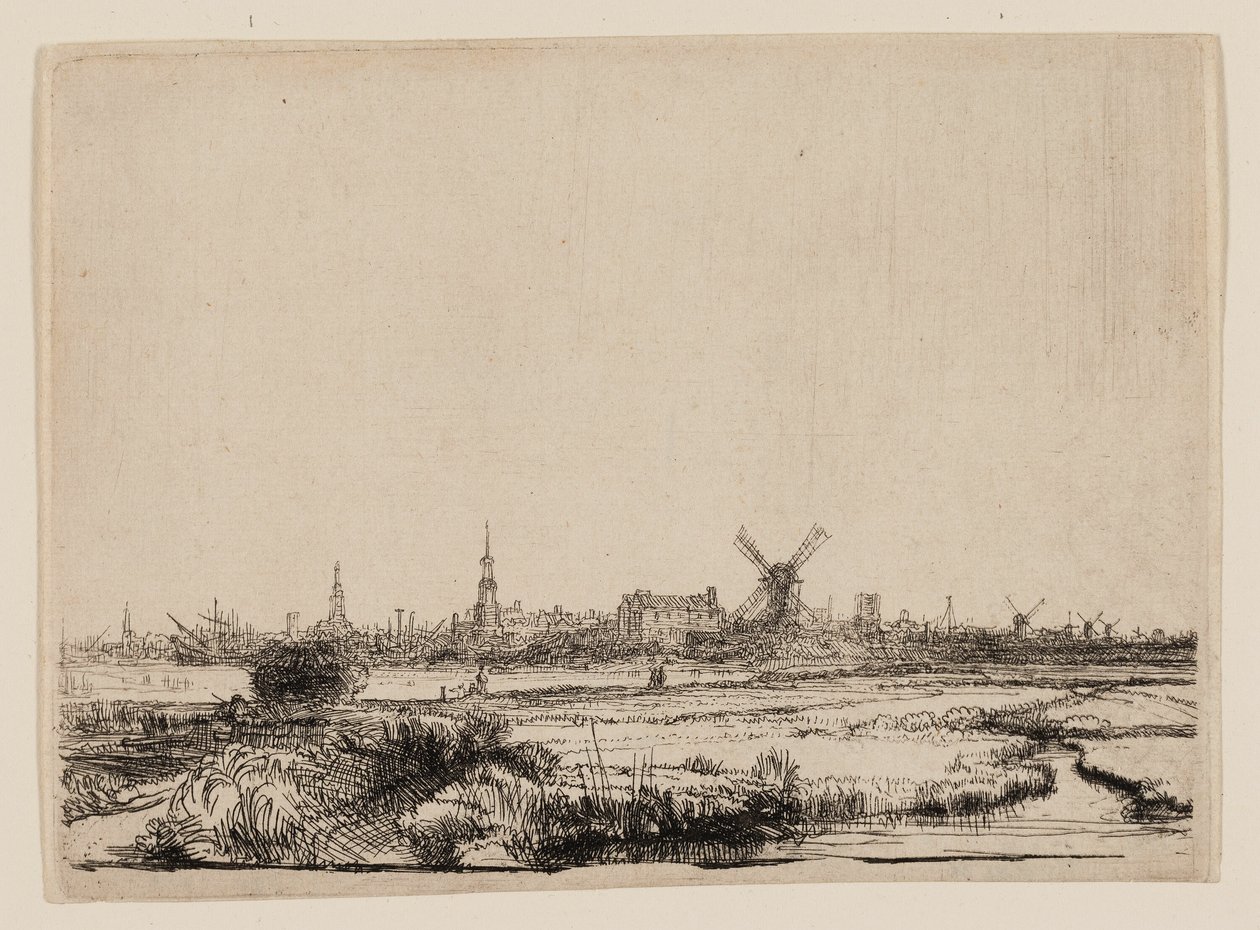 Utsikt over Amsterdam fra Kadijk av Rembrandt van Rijn
