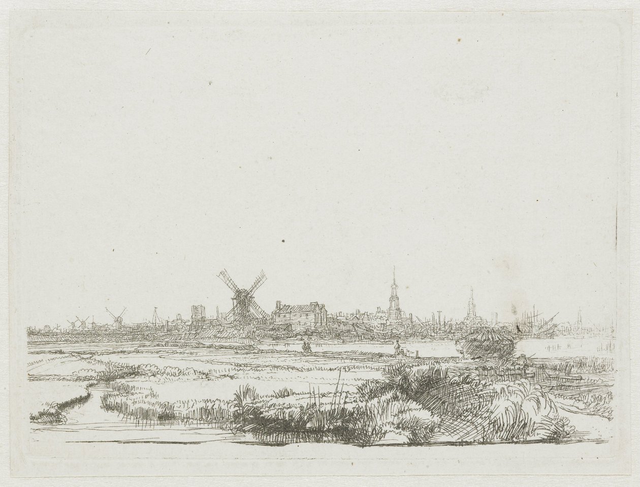 Utsikt over Amsterdam fra Kadijk av Rembrandt van Rijn