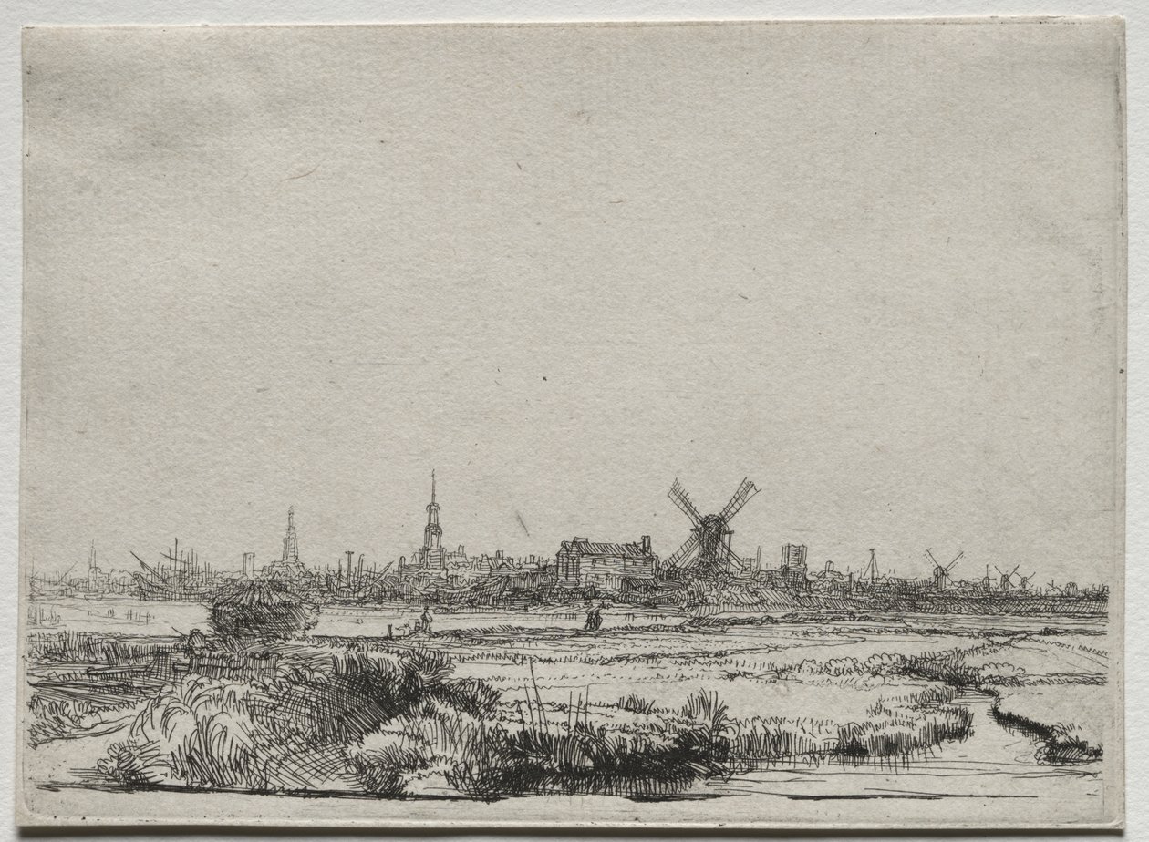 Utsikt over Amsterdam fra nordvest av Rembrandt van Rijn