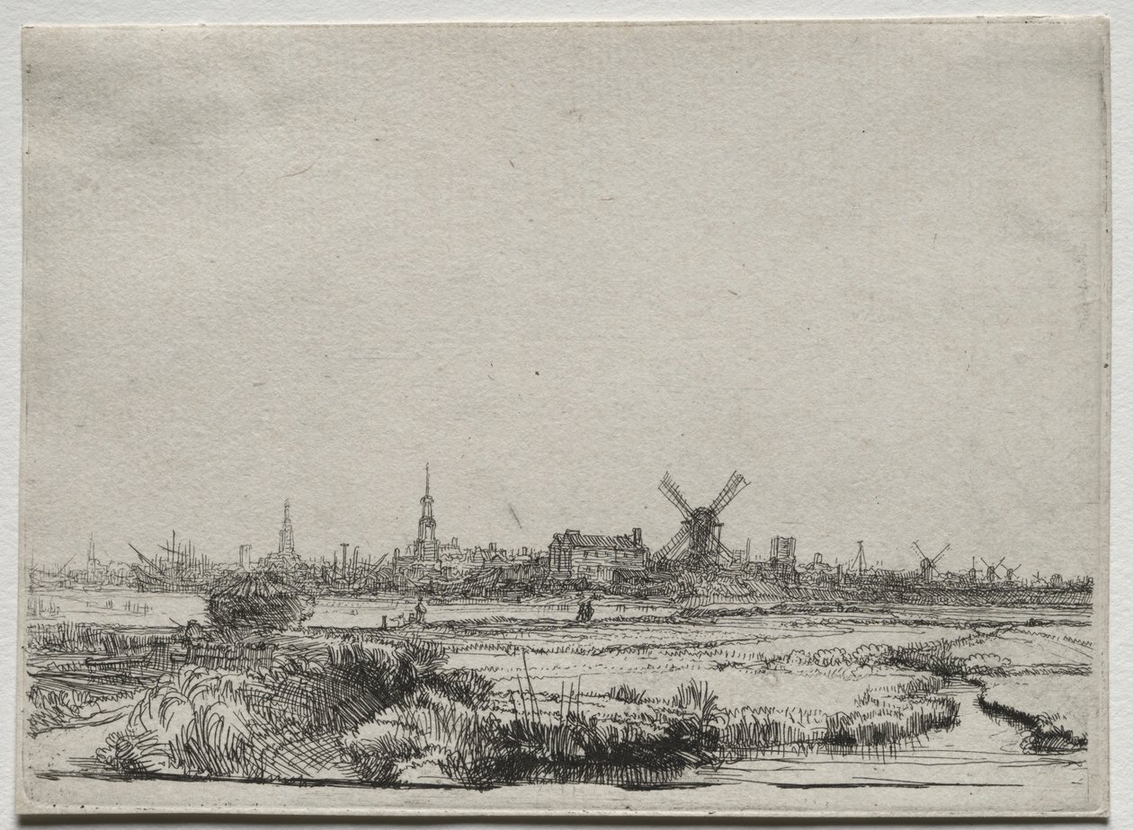 Utsikt over Amsterdam fra nordvest, ca. 1640. av Rembrandt van Rijn
