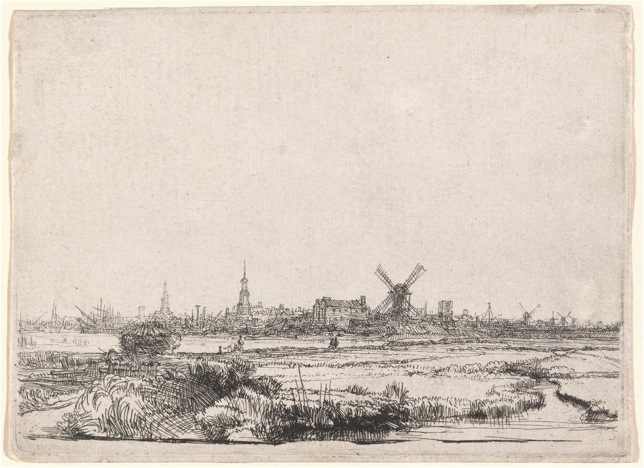 Utsikt over Amsterdam fra nordvest av Rembrandt van Rijn