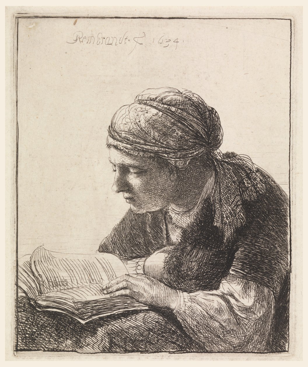 Kvinne som leser av Rembrandt van Rijn