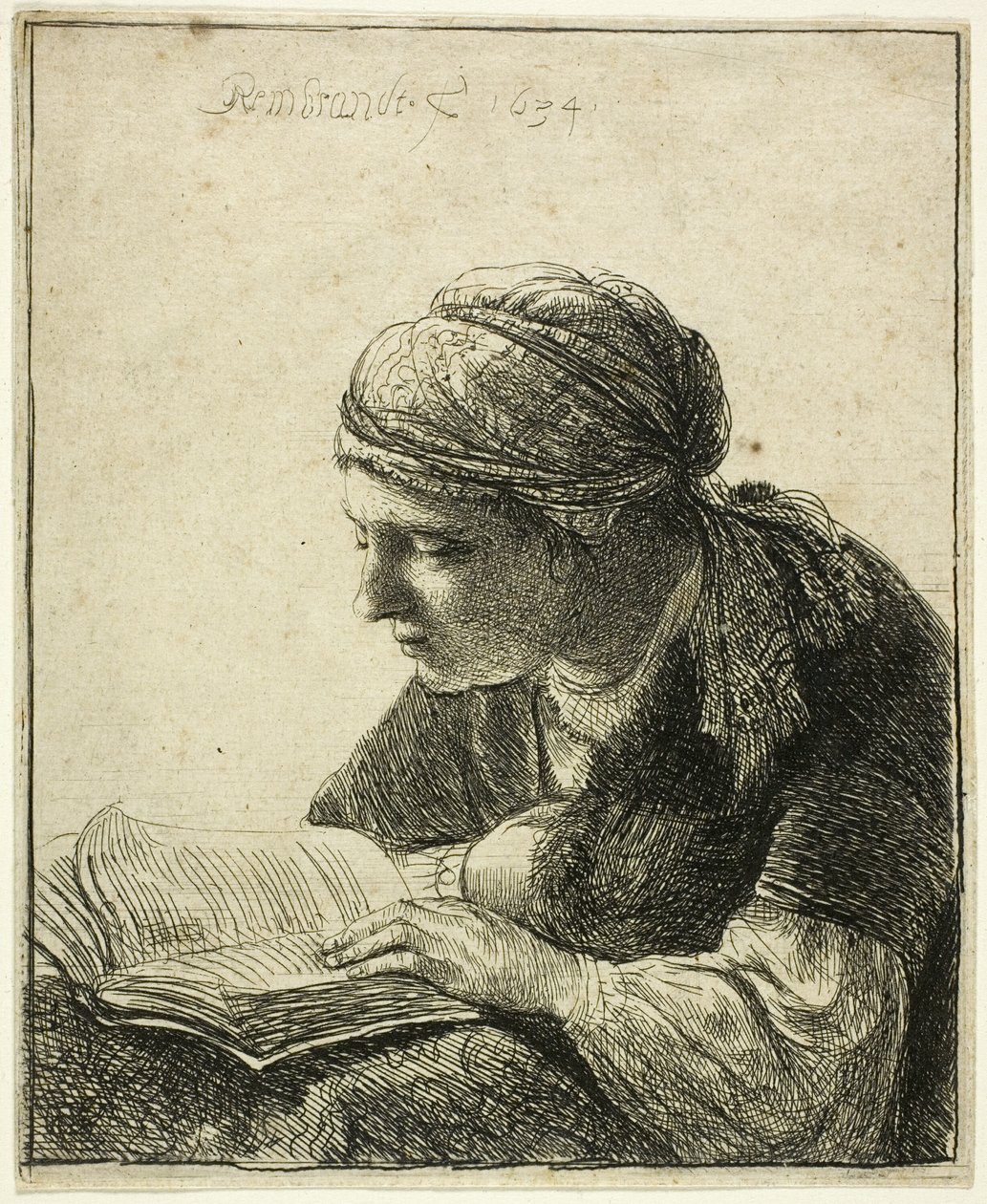 Kvinne som leser av Rembrandt van Rijn