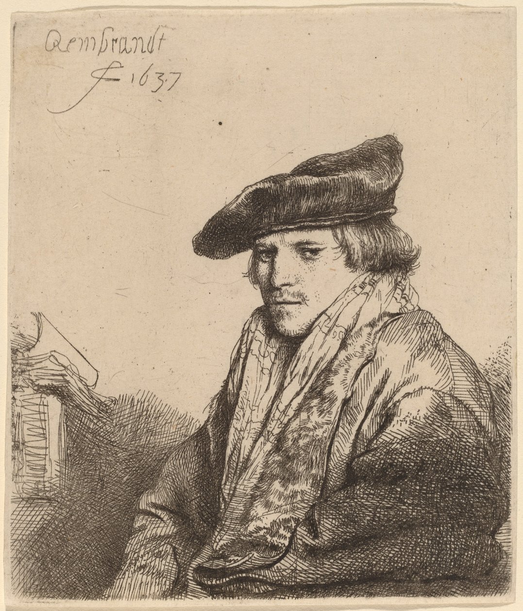 Ung mann i fløyelshette (Ferdinand Bol?) av Rembrandt van Rijn
