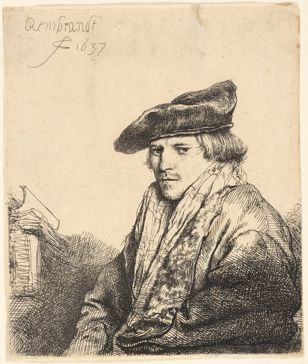 Ung mann i fløyelshette (Ferdinand Bol?) av Rembrandt van Rijn