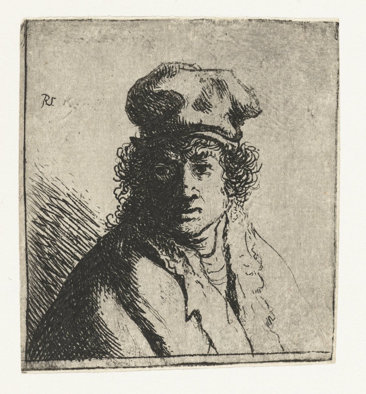 Ung mann i caps: byste av Rembrandt van Rijn