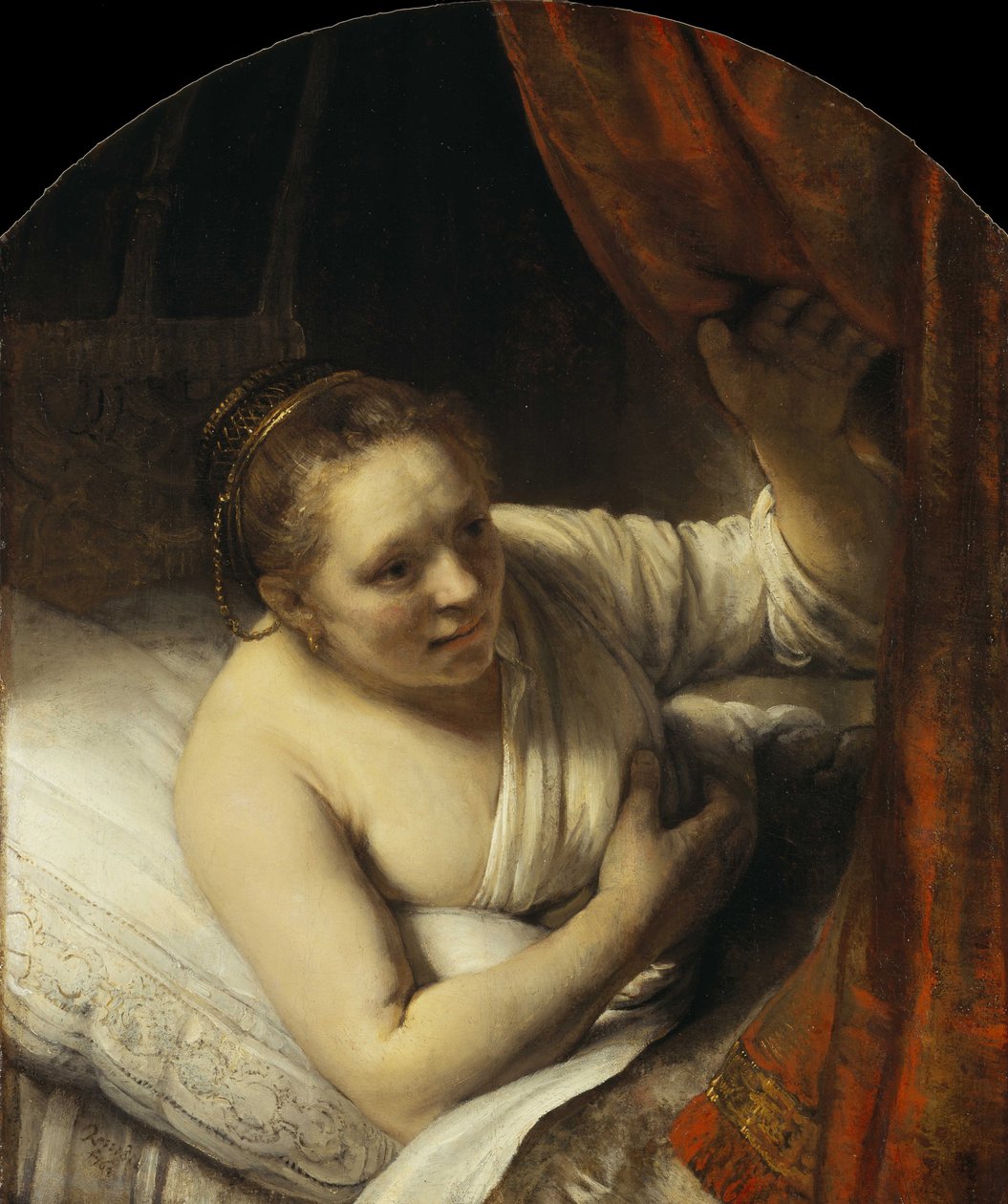 Ung kvinne i sengen, 1645-1647. av Rembrandt van Rijn