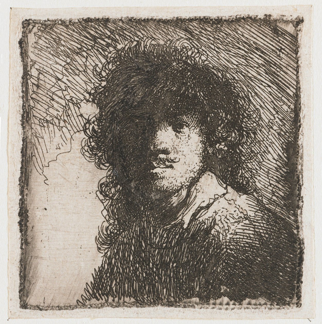Selvportrett med bar hode av Rembrandt van Rijn