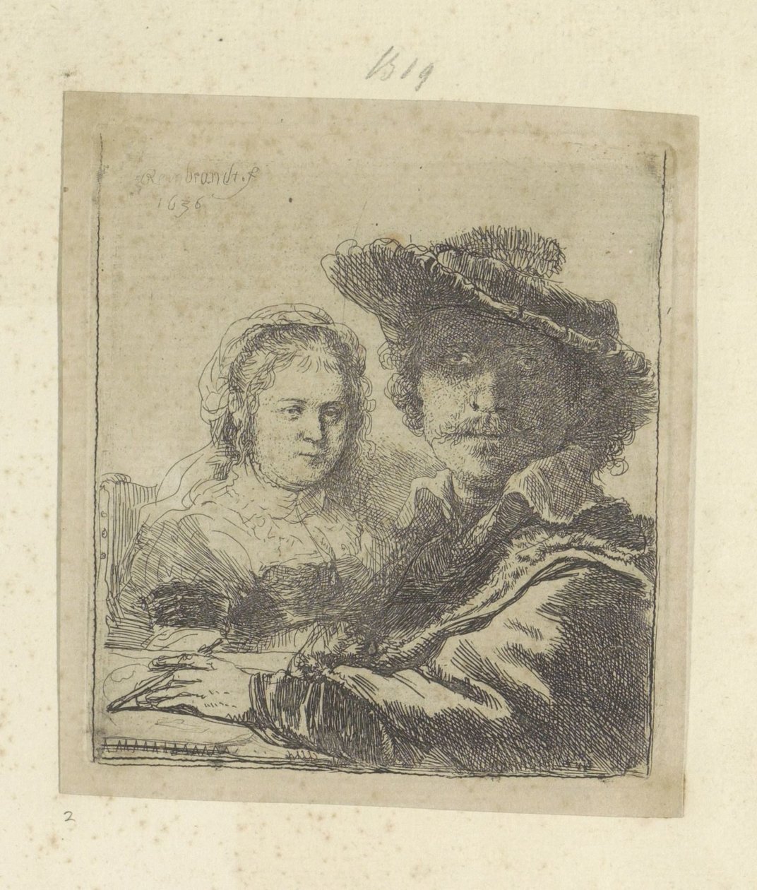 Zelfportret setter Saskia Samling av åttifem originaltrykk (serietittel) av Rembrandt van Rijn