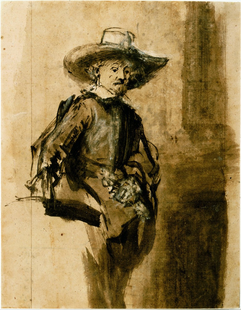 Studere for en av syndikerne, Volkert Jansz. av Rembrandt van Rijn