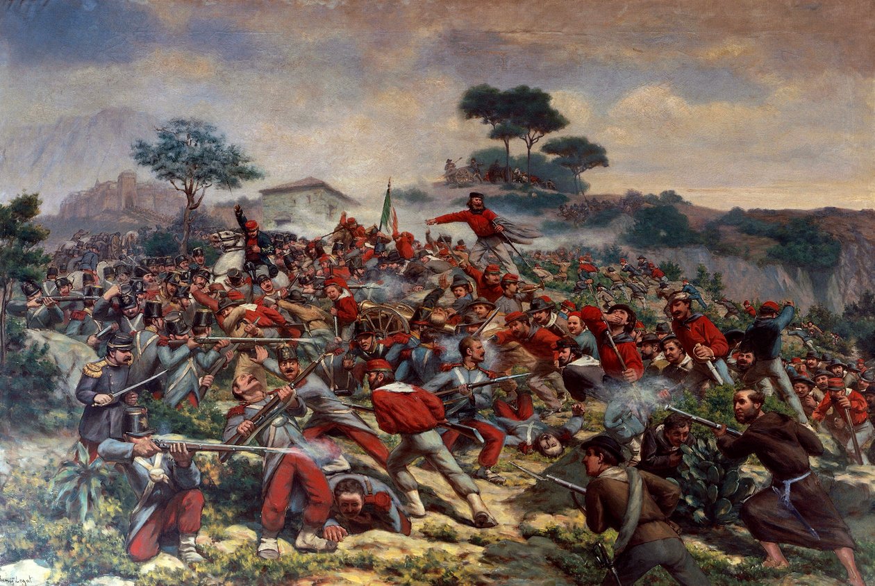 Giuseppe Garibaldi i slaget ved Calatafimi 15. mai av Remigio Legat