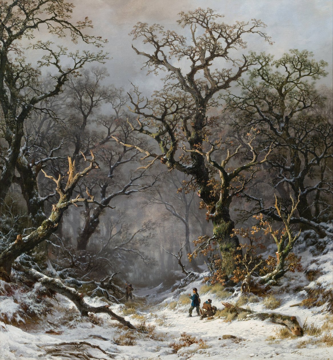 Jegere i skogen om vinteren av Remigius Adrianus Haanen