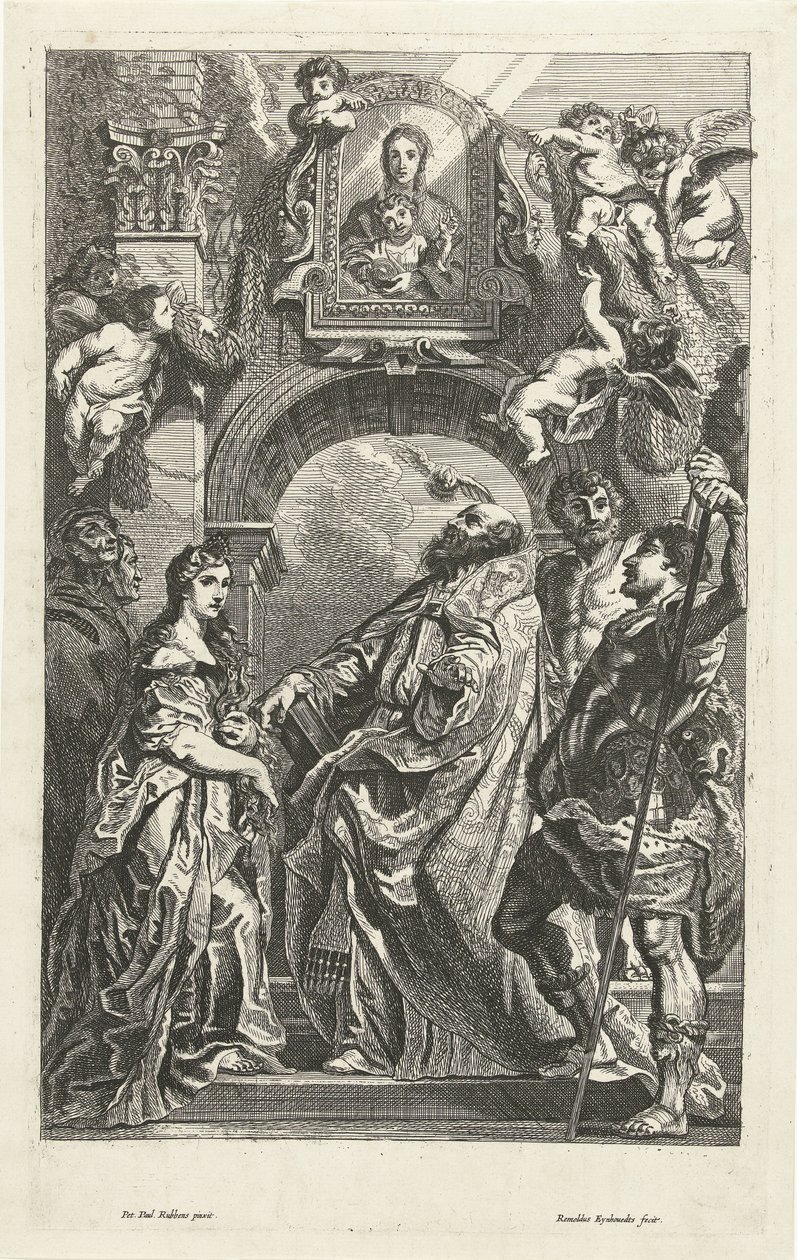Hellige under et bilde av Santa Maria i Vallicella av Remoldus Eynhoudts