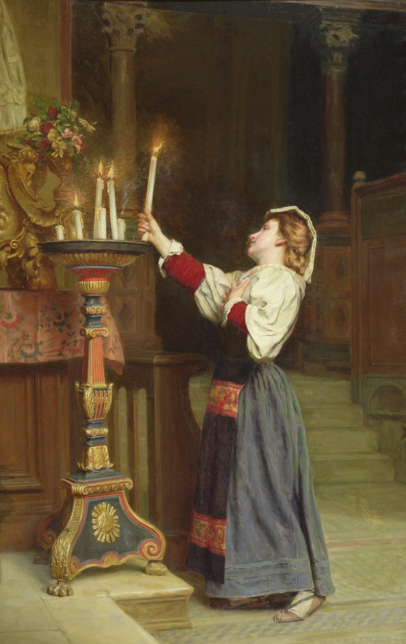 Jente med et stearinlys, 1908 av Remy Cogghe