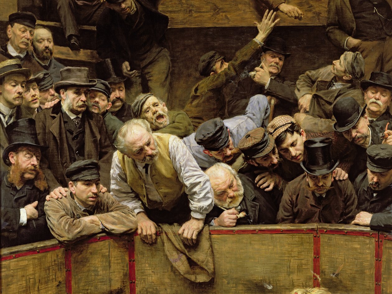 The Cockfight, 1889 olje på lerret detalj av 26285 av Remy Cogghe