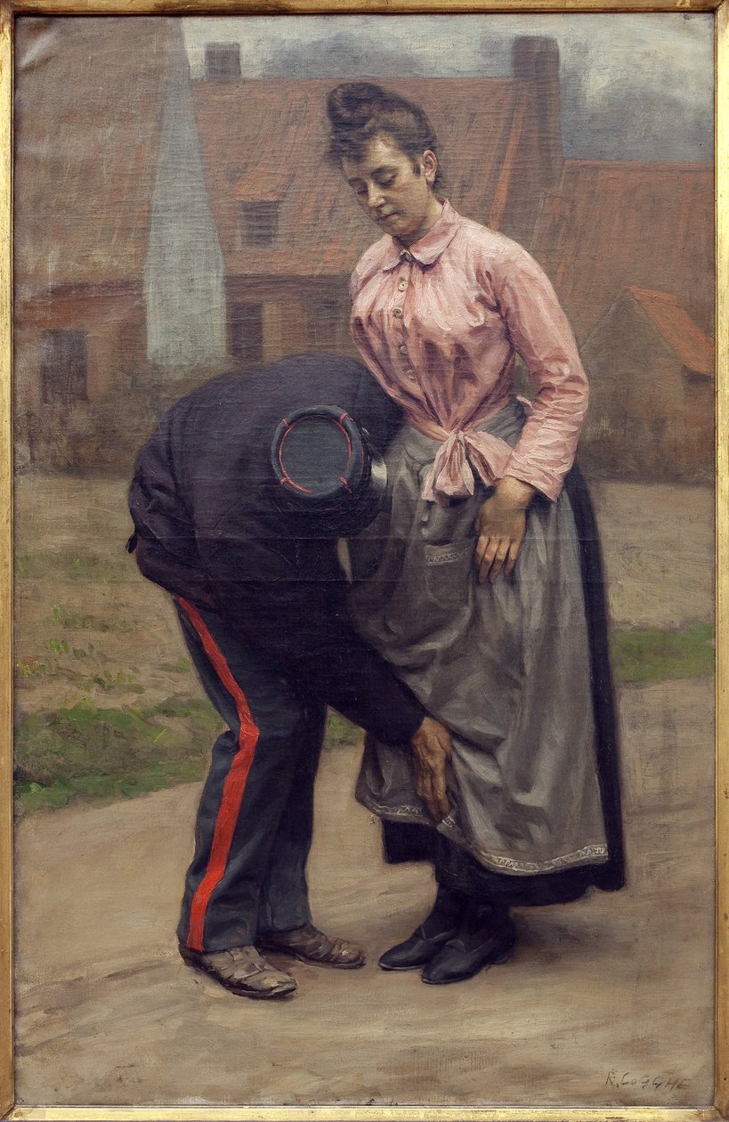 Tollsøk. Maleri av Remy Cogghe (1854-1935), Olje på lerret av Remy Cogghe