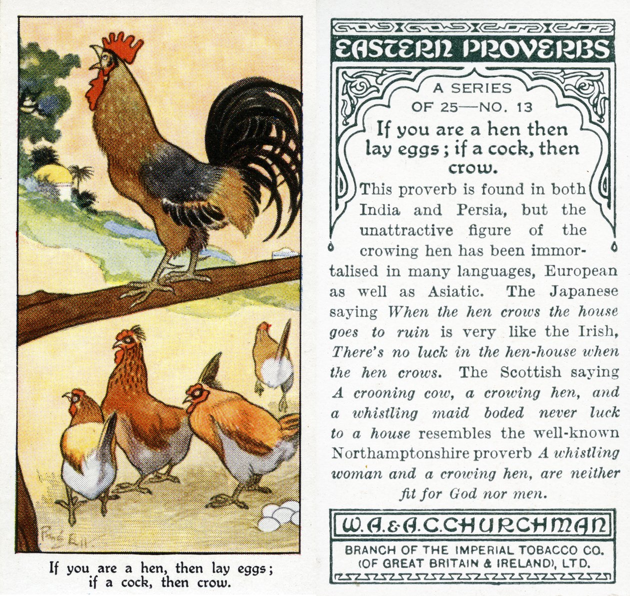 Hvis du er en høne, så legg egg; hvis en hane, så kråke, 1931 (se også 498192) av René Bull