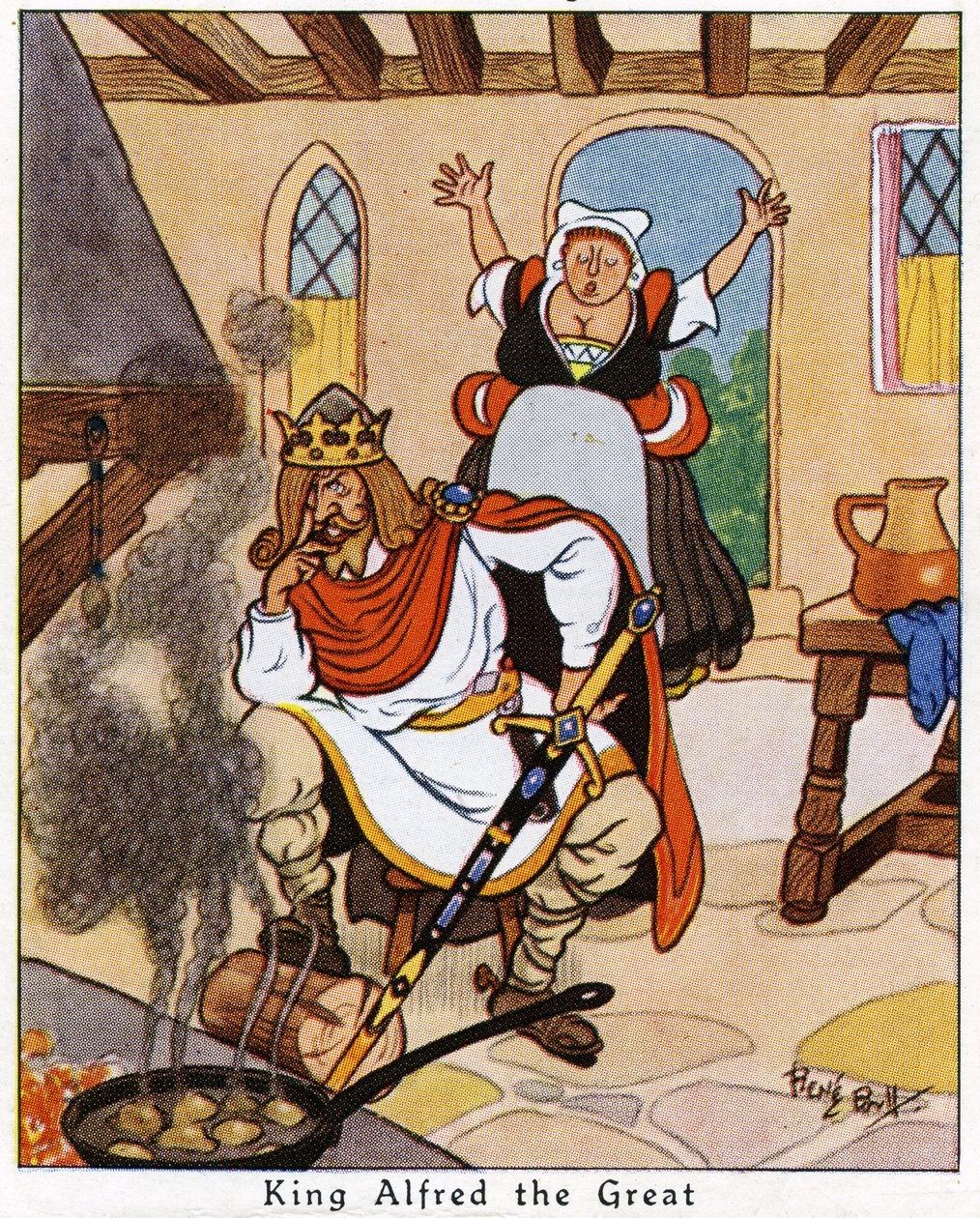 Kong Alfred brenner kakene, 1936 av René Bull